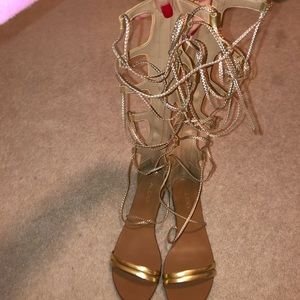 Aldo Gold Tall Gladiator Sandals—WORN ONCE